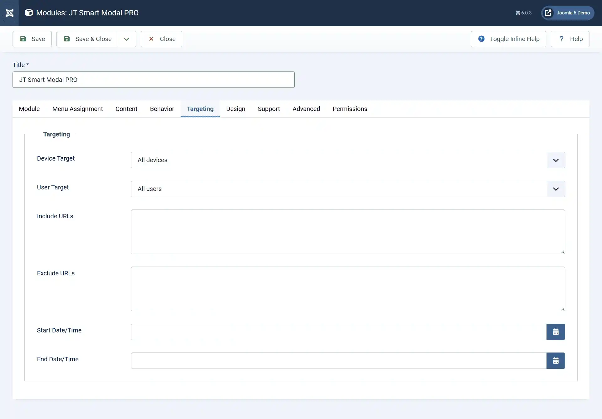 JT Smart Modal Pro Targeting and Scheduling