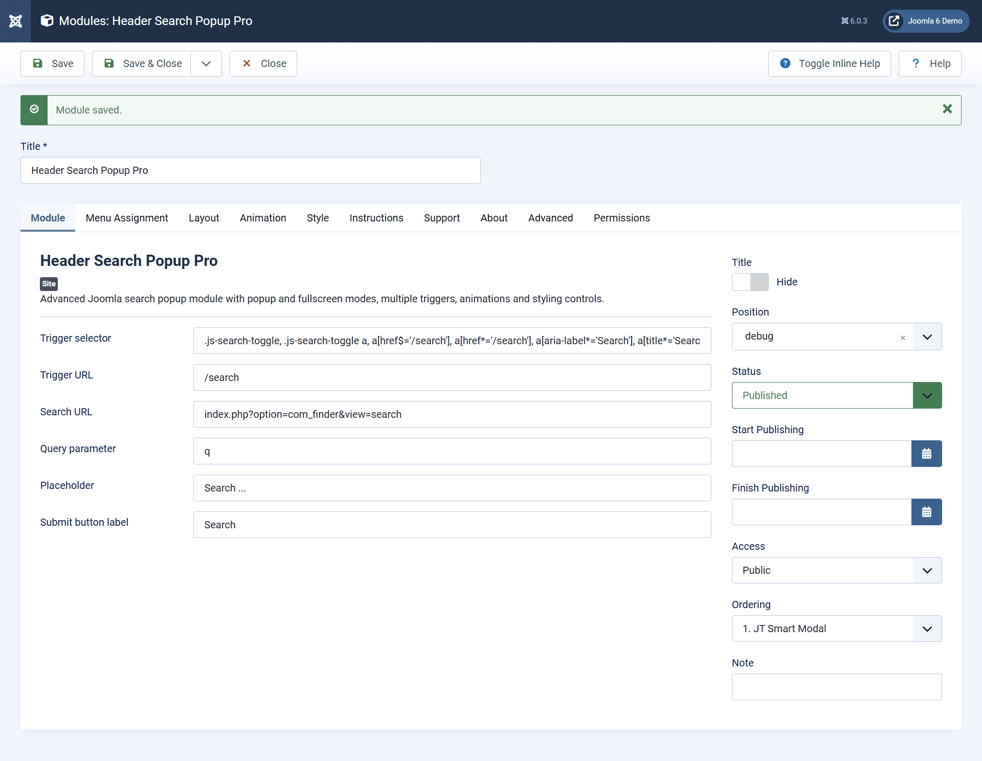 Header Search Popup Pro Basic Settings