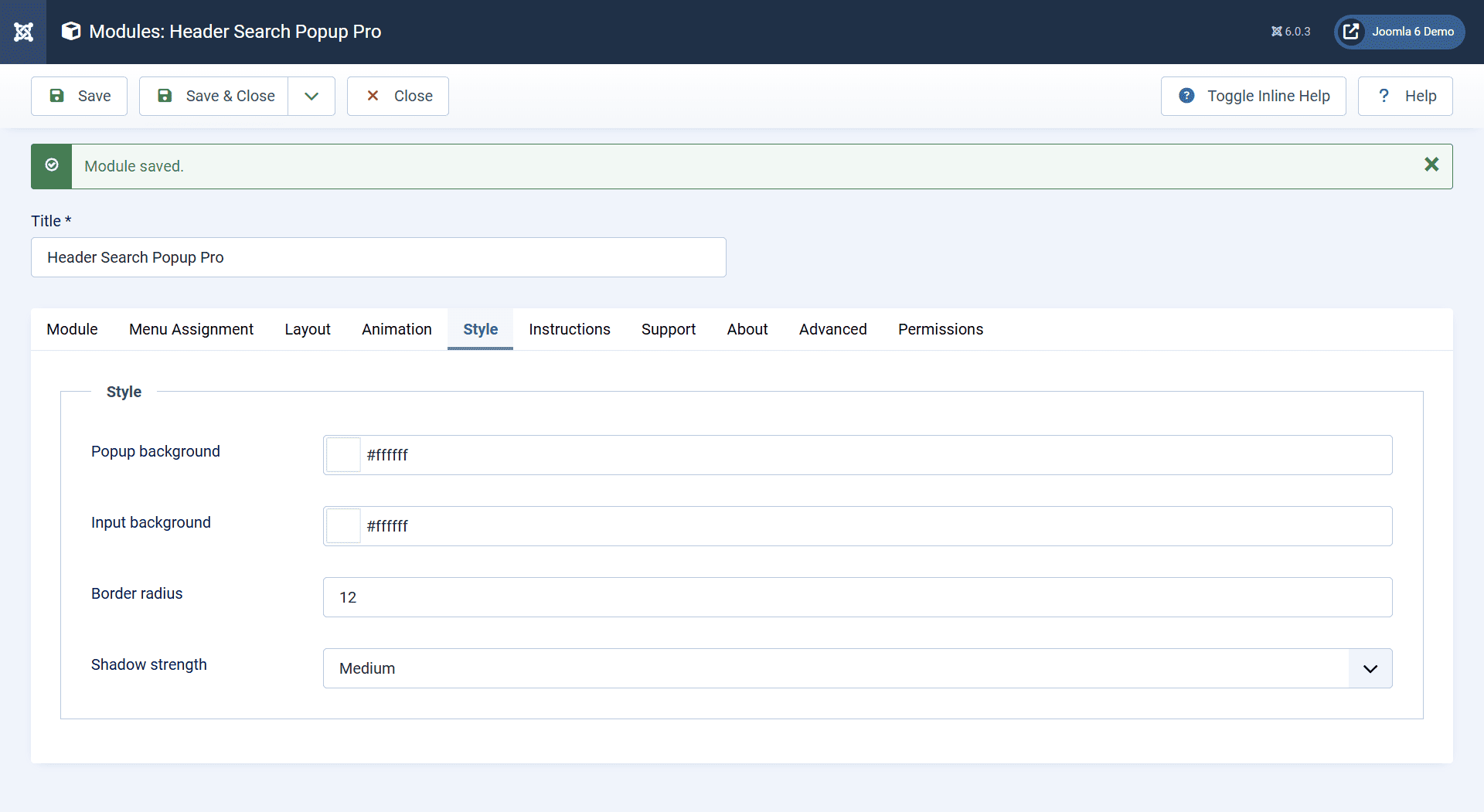 Header Search Popup Pro Style Settings